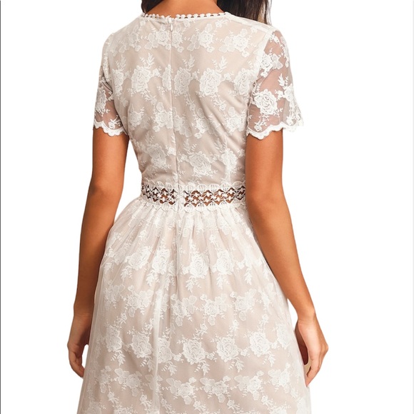 Lulu’s Magical Love White Lace Short Sleeve Mini Dress Size XS NWT - Picture 2 of 13